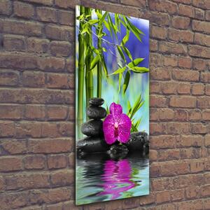 Vertikální Fotoobraz na skle Orchidej a bambus osv-54557063
