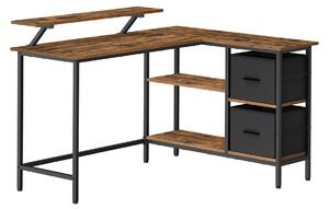 Songmics Rohový psací stůl do L 105×135 cm, zásuvky, oboustranný