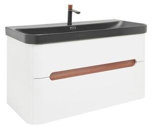 Koupelnová skříňka s umyvadlem a baterií SAT Fusion 97,5x53x45 cm bílá matná mat SATFUSION2100WBKMBA
