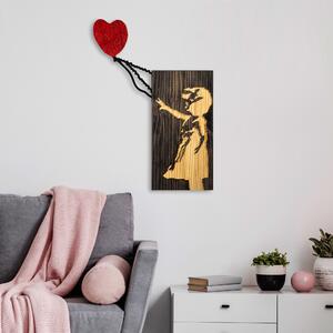 ASIR Nástěnná dřevěná dekorace BANKSY dívka s balónkem