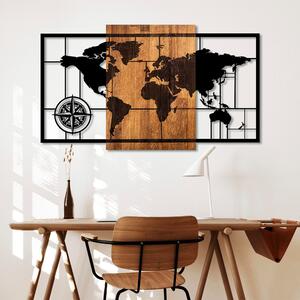 ASIR Nástěnná dřevěná dekorace WORLD MAP černá