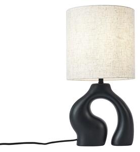 Japandi stolní lampa černá s lněným stínidlem - Dahlia