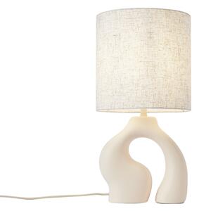 Japandi stolní lampa béžová s lněným stínidlem - Dahlia