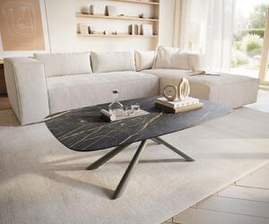 DELIFE Konferenční stolek Edge Boot 120x70 cm keramika Laminam® Noir Desir hnědá Sarity kov titanová barva