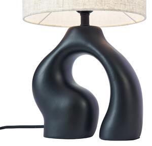 Japandi stolní lampa černá s lněným stínidlem - Dahlia 3