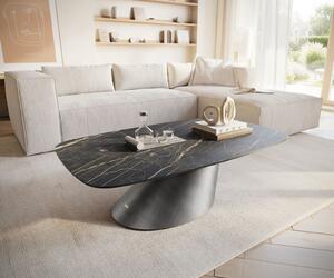 DELIFE Konferenční stolek Edge Boot 120x70 cm keramika Laminam® Noir Desir hnědá Conis Metallic stříbrná