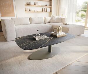 DELIFE Konferenční stolek Edge Boot 120x70 cm keramika Laminam® Noir Desir hnědá Vibany kov titanová barva