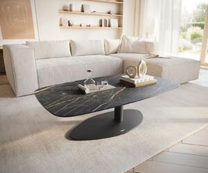 DELIFE Konferenční stolek Edge Boot 120x70 cm keramika Laminam® Noir Desir hnědá Vibany kov černá