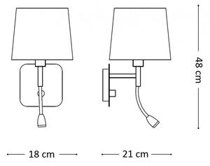 NORDIK AP2 nástěnná lampa 1x LED 1,5W 100lm 3000K + 1x E14 40W bez zdroje, černá