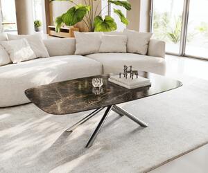 DELIFE Konferenční stolek Edge Boot 140x80 cm keramika Laminam® Emperador Extra Lucidato tmavě hnědá Sarity nerezová ocel broušená