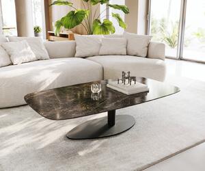 DELIFE Konferenční stolek Edge Boot 140x80 cm keramika Laminam® Emperador Extra Lucidato tmavě hnědá Vibany kov černá