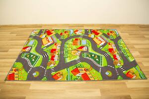 Associated Weavers Dětský kusový koberec Crazy Village Uličky zelený šedý Rozměr: 200x200 cm