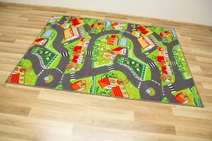 Associated Weavers Dětský kusový koberec Crazy Village Uličky zelený šedý Rozměr: 200x400 cm