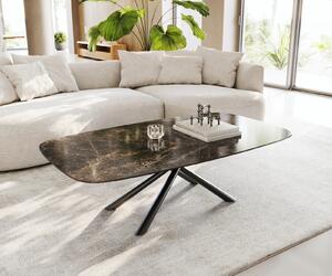 DELIFE Konferenční stolek Edge Boot 140x80 cm keramika Laminam® Emperador Extra Lucidato tmavě hnědá Sarity kov černá