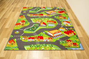 Associated Weavers Dětský kusový koberec Crazy Village Uličky zelený šedý Rozměr: 200x200 cm