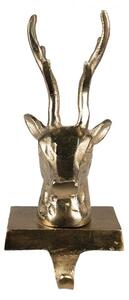 Zlatý antik kovový háček na punčochu Srnec – 12x14x27 cm