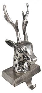 Stříbrný antik kovový háček na punčochu Srnec – 12x7x28 cm