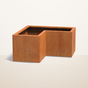 Cortenový rohový květináč tvaru L 1000 x 1000 x 500 mm, šířka ramene 500 mm