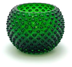 Sklárna Častolovice - Váza 18cm - Hobnail - Ananas - tmavě zelená
