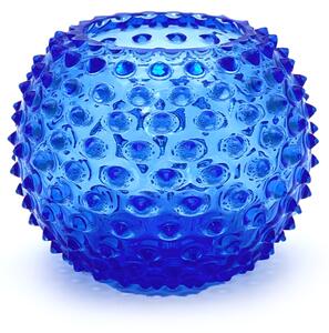 Sklárna Častolovice - Váza 12cm - Hobnail - Ananas - modrá