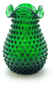 Sklárna Častolovice - Váza 21cm - Hobnail - Ananas - tmavě zelená