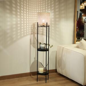 ASIR Stojací lampa AYD-3335 černá a ratanová
