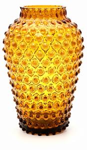 Sklárna Častolovice - Váza 25cm - Hobnail - Ananas - amber