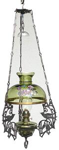 Sklárna Častolovice - Závěsná petrolejová lampa - Ptáček - Lesní zelená - obtisk