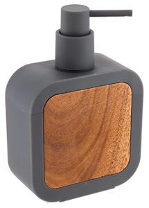 Dávkovač mýdla Tempesti, šedá/s dřevěnými prvky, 350 ml