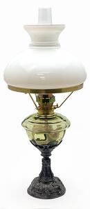 Sklárna Častolovice - Petrolejová lampa s cínovou nohou - lesní zelená