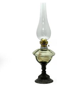 Sklárna Častolovice - Petrolejová lampa s cínovou nohou - lesní zelená