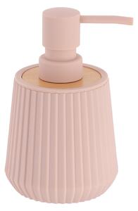 Dávkovač mýdla Roza, růžová/s dřevěnými prvky, 250 ml
