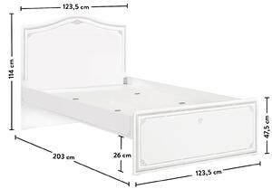 Studentská postel Betty 120x200cm - bílá/šedá
