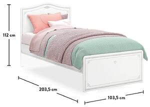 Dětská postel Betty 100x200cm - bílá/růžová