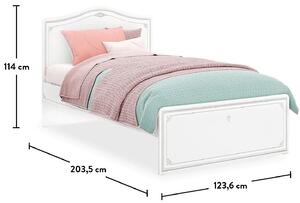 Studentská postel Betty 120x200cm - bílá/šedá