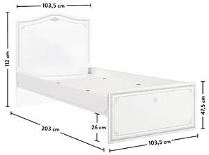 Dětská postel Betty 100x200cm - bílá/šedá