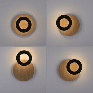 PAUL NEUHAUS LED nástěnné svítidlo pravé dubové dřevo černé moderní otočné do interiéru 3000K PN 9011-79