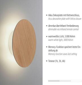 PAUL NEUHAUS LED svítidlo na baterie 18cm přírodní dřevo s časovačem USB stmívatelné 3000K PN 8152-79