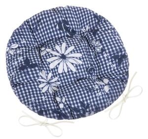Bellatex Sedák DITA kulatý prošívaný průměr 40 cm Kostička Modrá