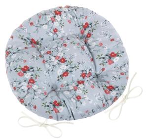 Bellatex Sedák DITA kulatý prošívaný průměr 40 cm Kvítí Šedá