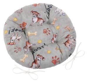 Bellatex Sedák EMA kulatý prošívaný průměr 40 cm Pejsek Šedá,Béžová