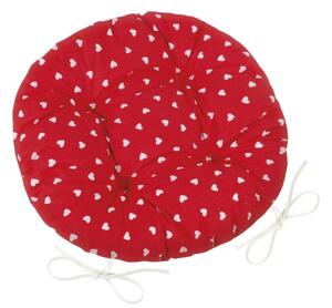 Bellatex Sedák Adéla prošívaný kulatý průměr 40 cm Srdíčka Červená,Bílá