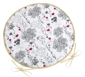 Bellatex Sedák DITA kulatý hladký průměr 40 cm Větvička Šedá,Červená,Bílá