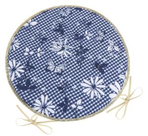 Bellatex Sedák DITA kulatý hladký průměr 40 cm Kostička Modrá