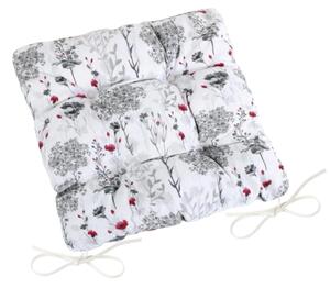 Bellatex Sedák DITA prošívaný 40x40 cm Větvička Šedá,Červená,Bílá