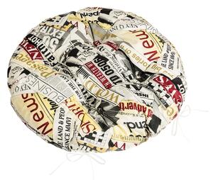 Bellatex Sedák Adéla prošívaný kulatý průměr 40 cm Noviny Červená,Černá,Bílá