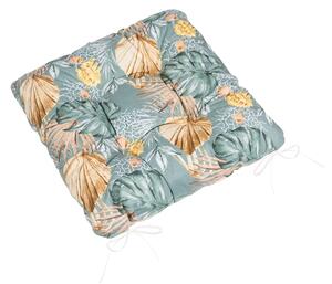 Bellatex Sedák Adéla prošívaný 40x40 cm Monstera Šedá,Žlutá,Béžová