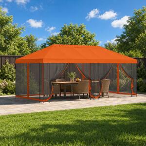 Altán s bočními stěnami 6 x 3 m Oranžová Polyester a ocel 3376002