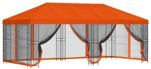Altán s bočními stěnami 6 x 3 m Oranžová Polyester a ocel