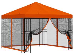 Zahradní altán se stěnami 3 x 3 m Oranžová Polyester a ocel